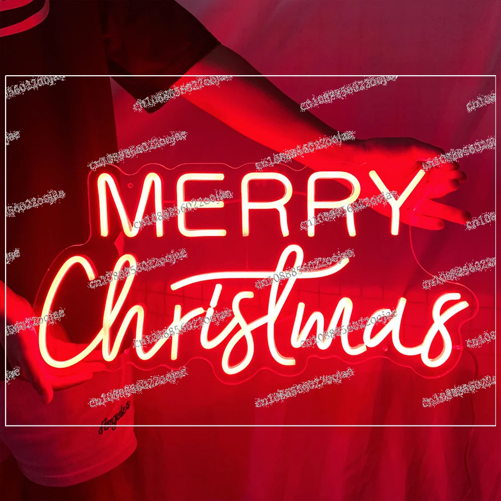 Christmas Neon LED Female Luminous Letters New Year Party Gift Room Background Decoration Lights Red Dimmable 22inch