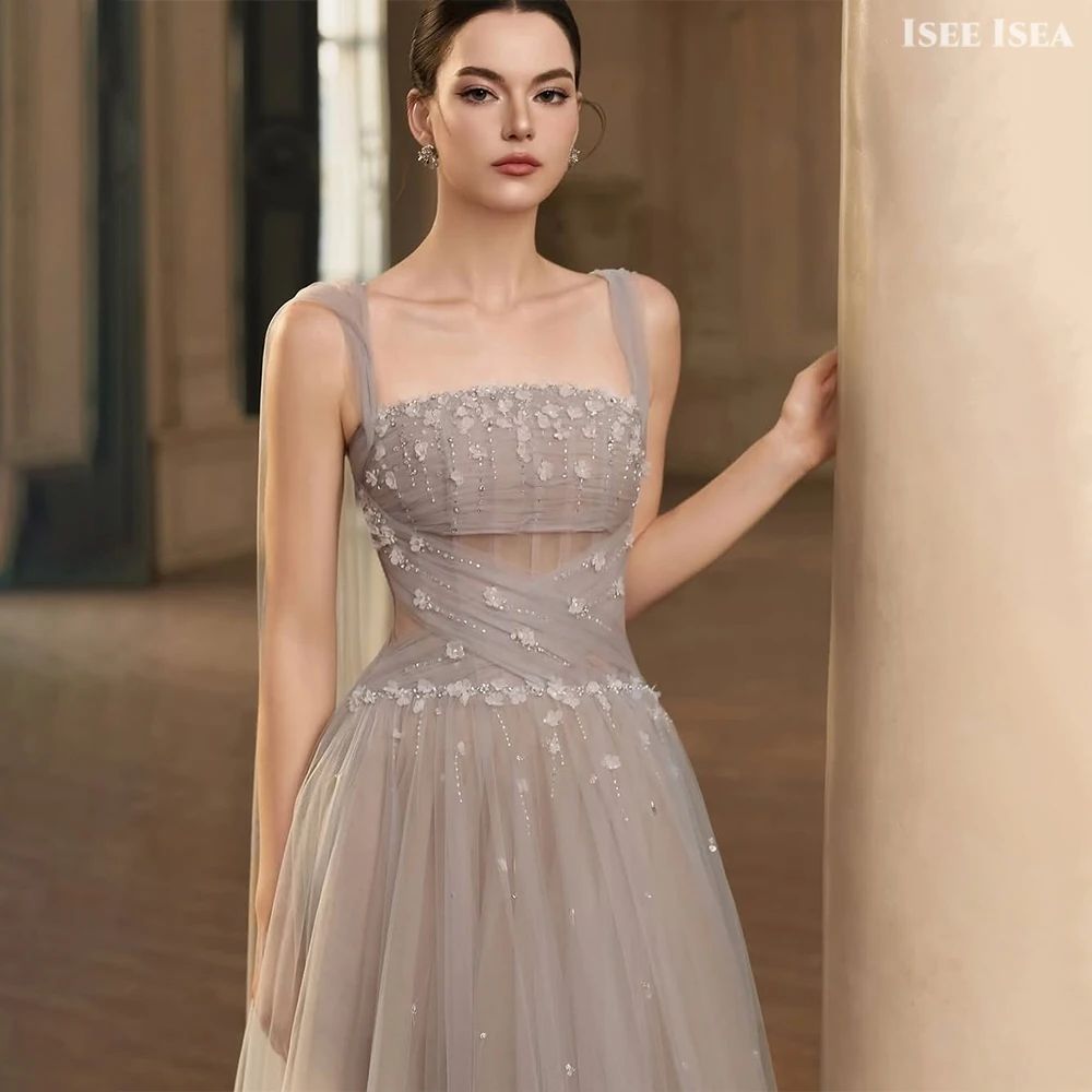 シンプルなイブニングドレスキラキラスクエアカラービーズ Vestidos デ ガラチュールエレガントウエディングドレス特別な日のドレス 2025 カスタマイズ