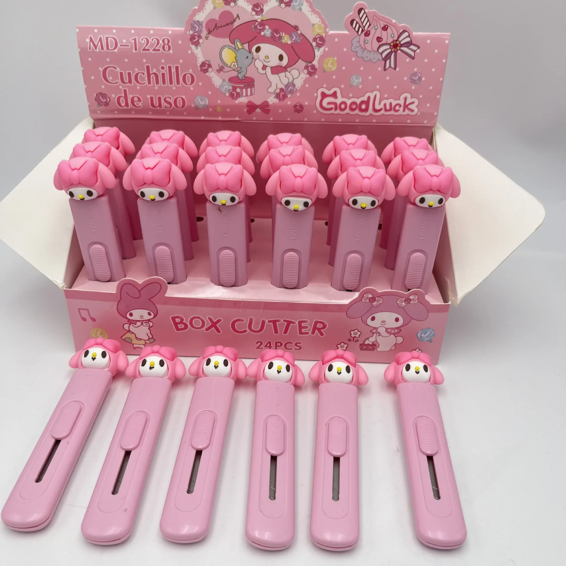 Kawaii Sanrio Utility Knife Anime Kuromi Cinnamoroll Mymelody Cartoon Student Art Cutting Express Box Cutter Tool Toys Gifts