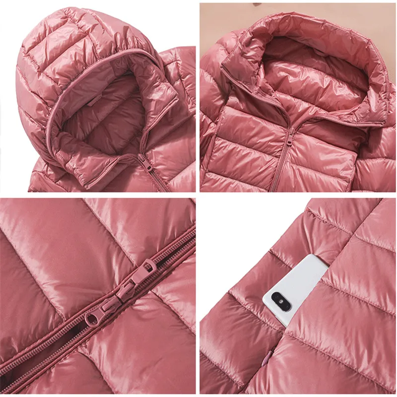 Hat Detachable Hooded Down Coat New Autumn Winter Women Light White Duck Down Jacket Parkas Ladies Warm Oversize Puffer Outwears