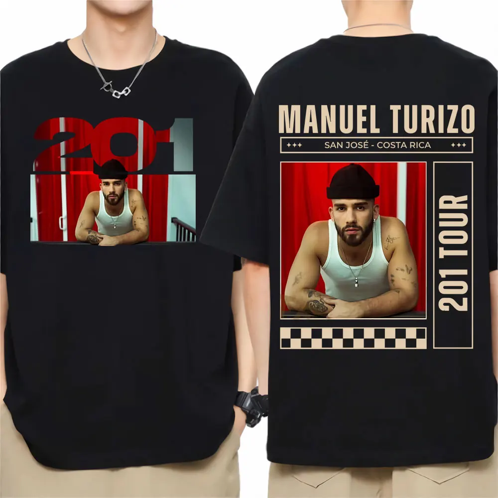

Rapper Manuel Turizo 201 World Tour 2025 Merch T Shirt Men Women Harajuku Streetwear Oversized T-shirt Cozy 100% Cotton T Shirts