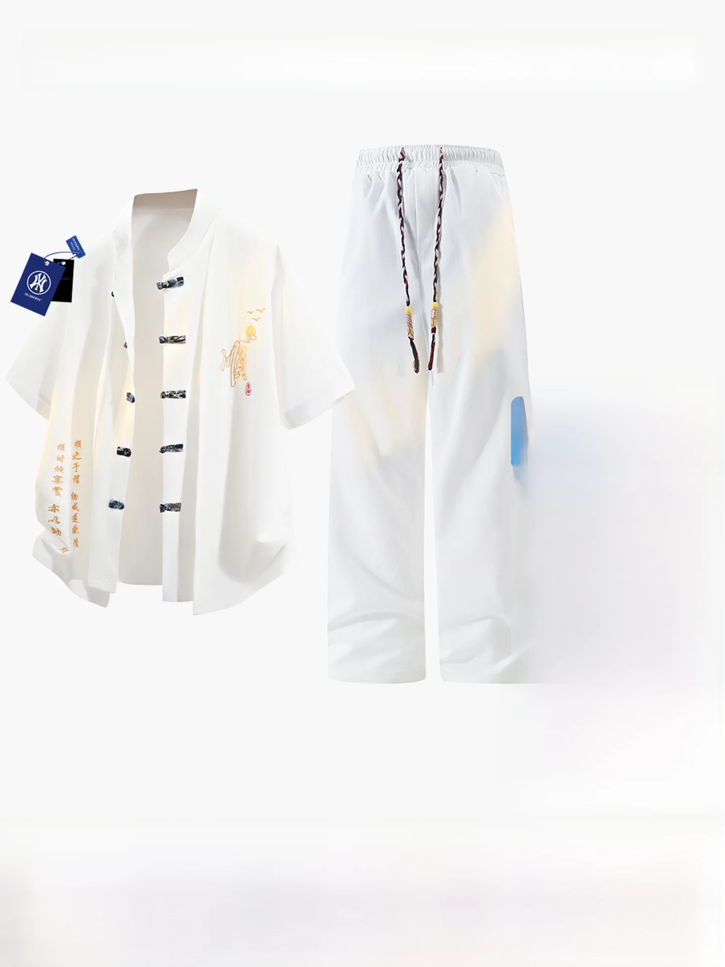 new-chinese-style-sportswear-thin-short-sleeve-long-pants-two-piece-set-for-men-and-women-casual-summer-hanfu-traditional-cos