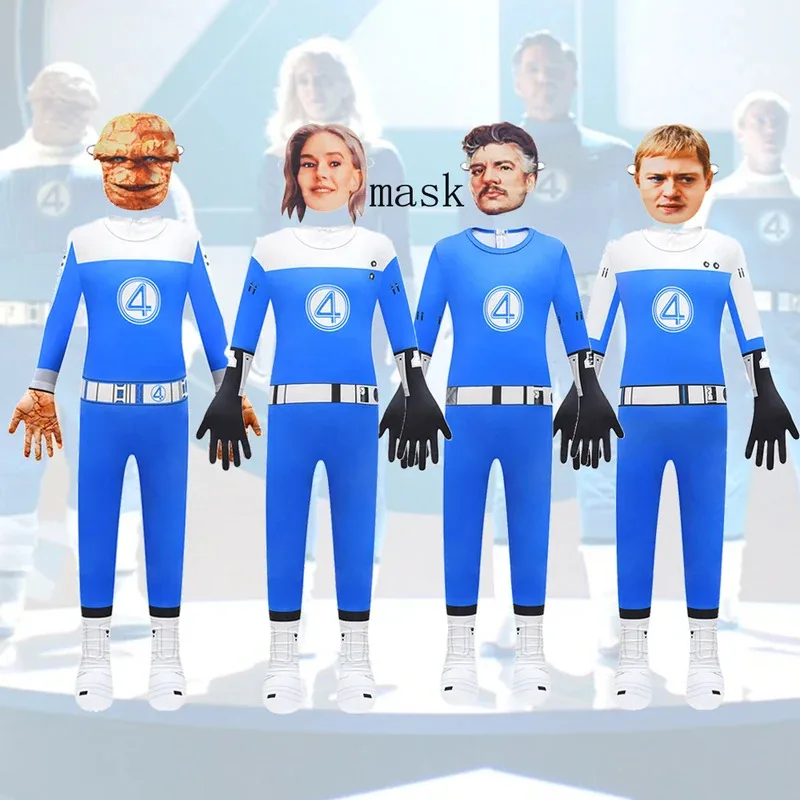 

Новинка 2026 года, фантастический костюм для косплея 4, детский комбинезон Рид Ричардс, карнавальный костюм на Хэллоуин, одежда для мальчиков и девочек, супергерой Ze ★ ☆ ❤ ★ ☆