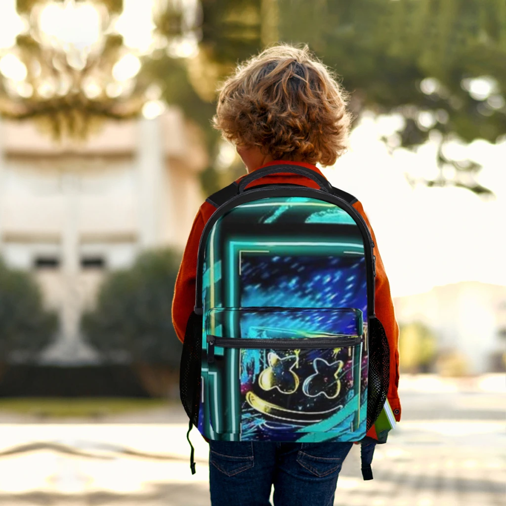 Marshmellow DJ Merch Neon Cool Mochila, Grande Capacidade, Trendy Book Bag, Multi-bolsos, Ajustável, 17"