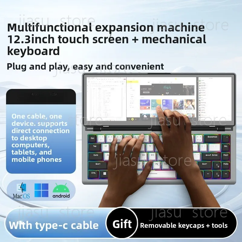 

Multi-functional Extended Mechanical Keyboard 12.3" Touch Display Compatible with Computer Laptop Tablet Smartphone