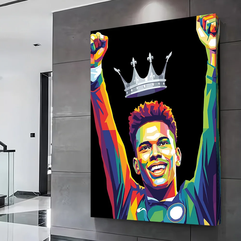 Estevao Colorful Portrait of a Soccer Poster Customizable Printed Canvas Painting for Pictures Wall Art Home and Decoration Room