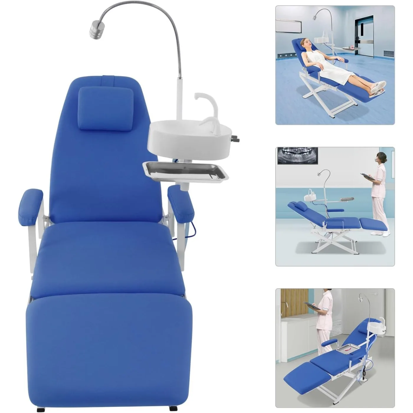 Portable Folding Mobile Dental Chair with LED Lamp, 360° Light Arm Rotating Dental Chair for Hospitals, Clinics image 2