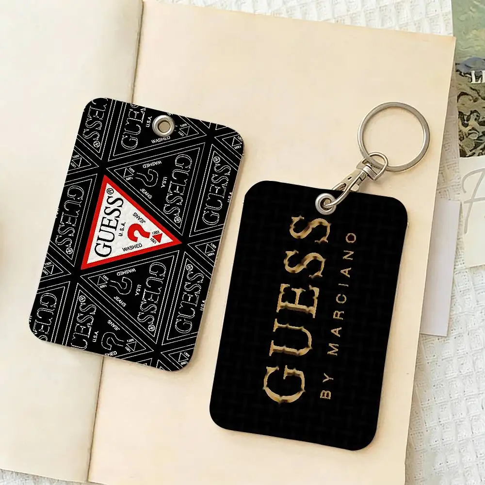 Fashion G-Guess PU Soft Leather Rectangular Key Card Holder Induction Elevator Protection Cover Youth Faion Accory