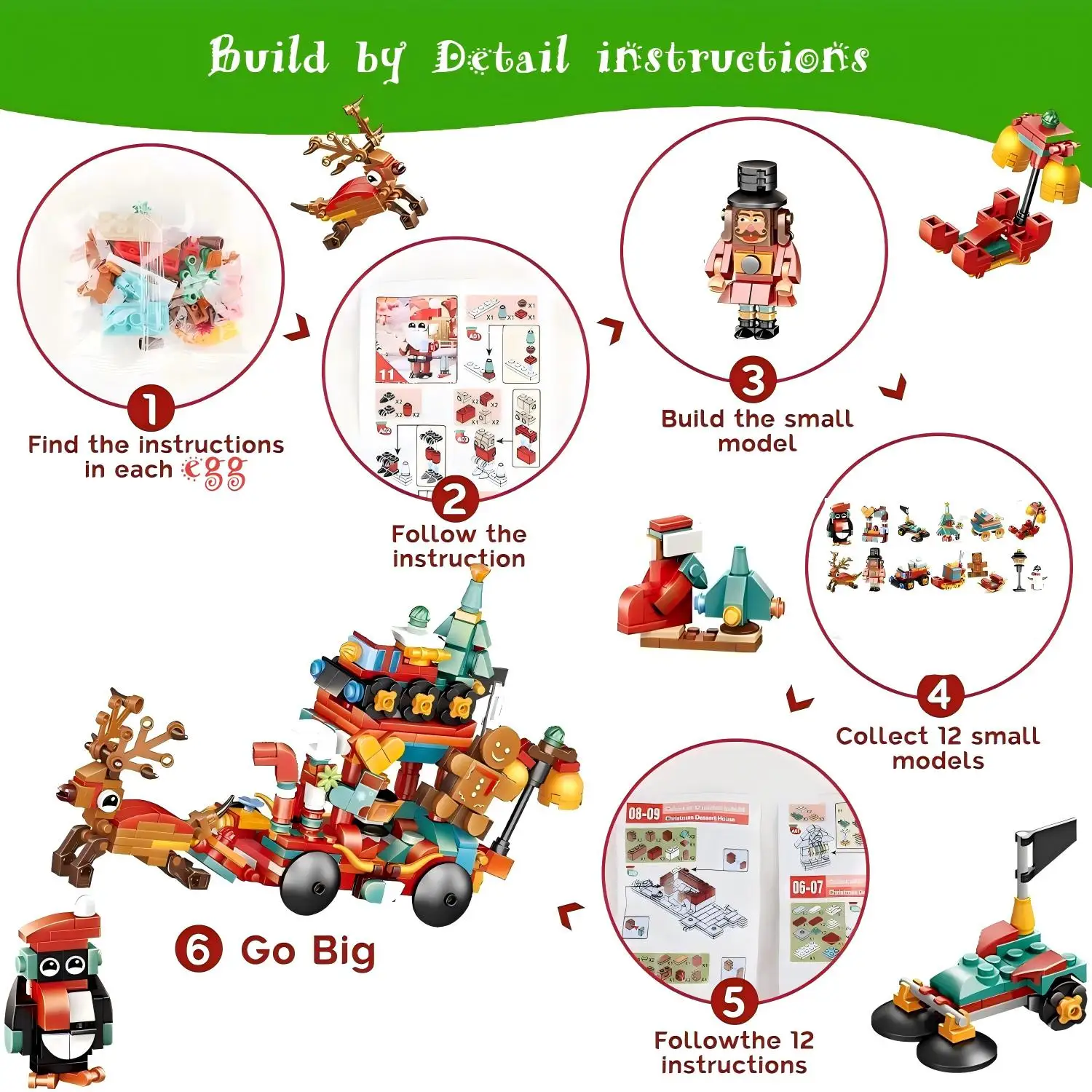 ตัวต่อโมเดลซานตาคลอสคริสต์มาส ของเล่นเด็ก ของขวัญคริสต์มาส ปฏิทินนับถอยหลังวันคริสต์มาส ชุดตัวต่อ DIY