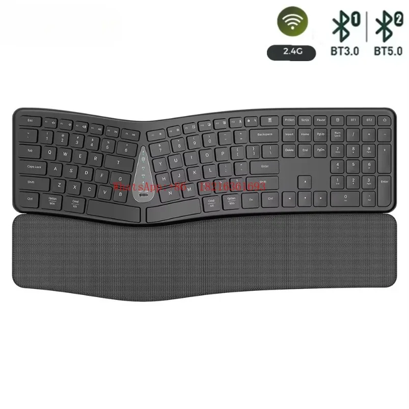 Wireless Bluetooth Ergonomic Keyboard Silent Rechargeable Business Office Computer Keyboard Suitable for Laptop Desktop