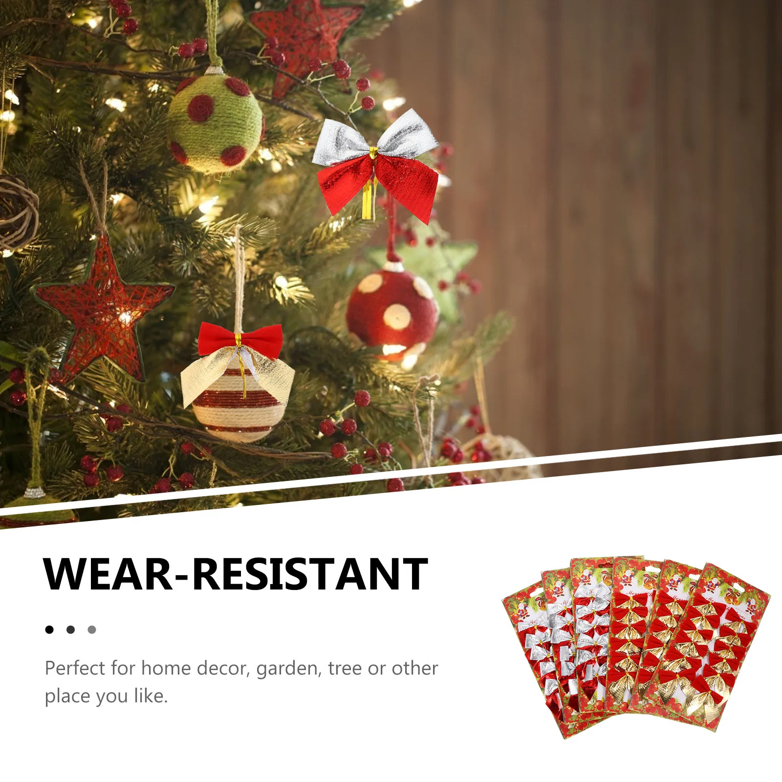 

72pcs Bow Decoration Delicate Polyester Christmas Party nament Hanging Pendant Festive Home Decor