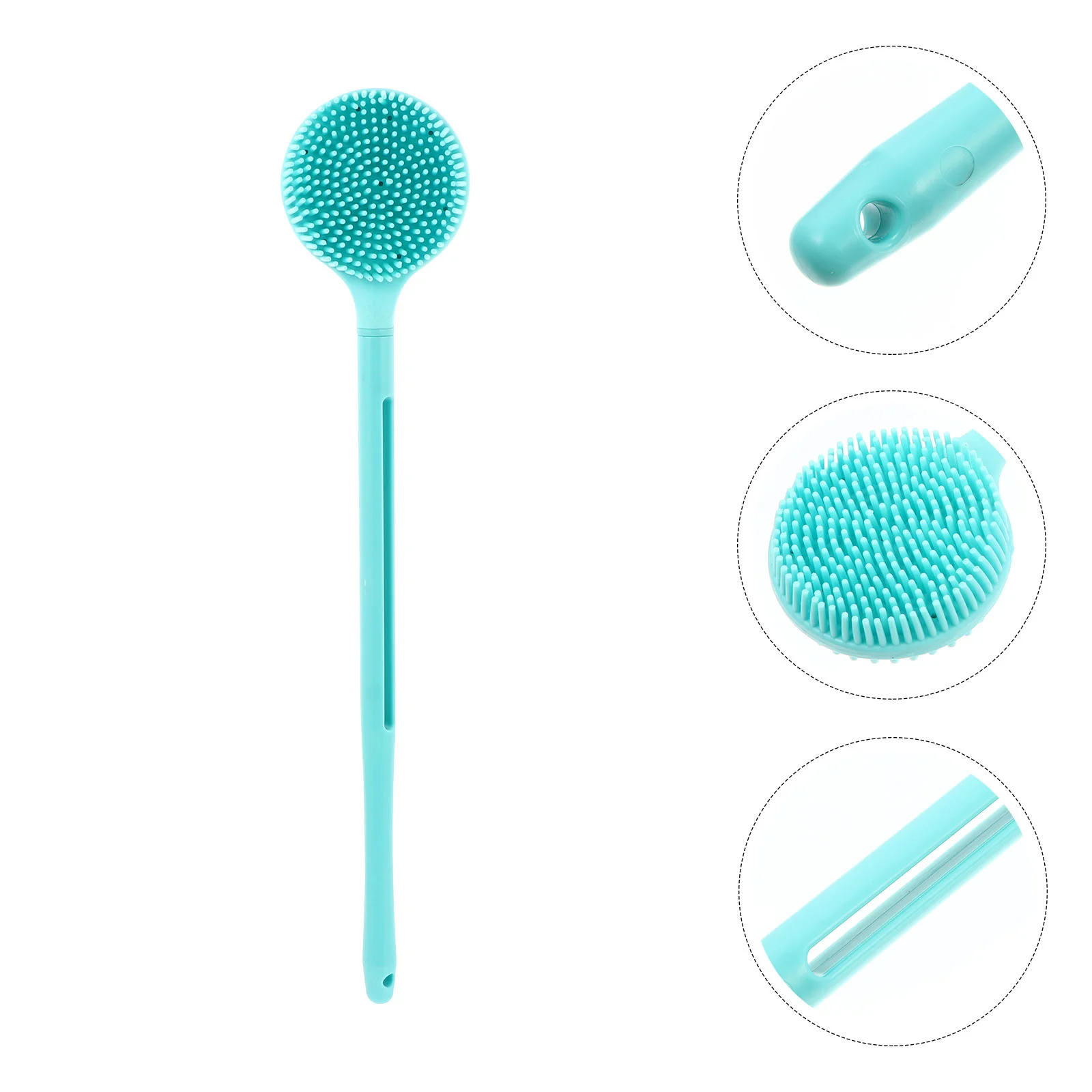 

Scrubber Silicone Bath Brush Skin Take Long Handle Rubbing Massager Body Blue Scrubbers Shower