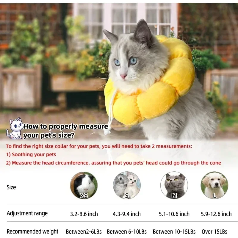 Cat Cone Collar Pet Cats After Surgery Wound Protective Collar Adjustable Elizabeth Collar Prevent Licking Wound Recovery Collar