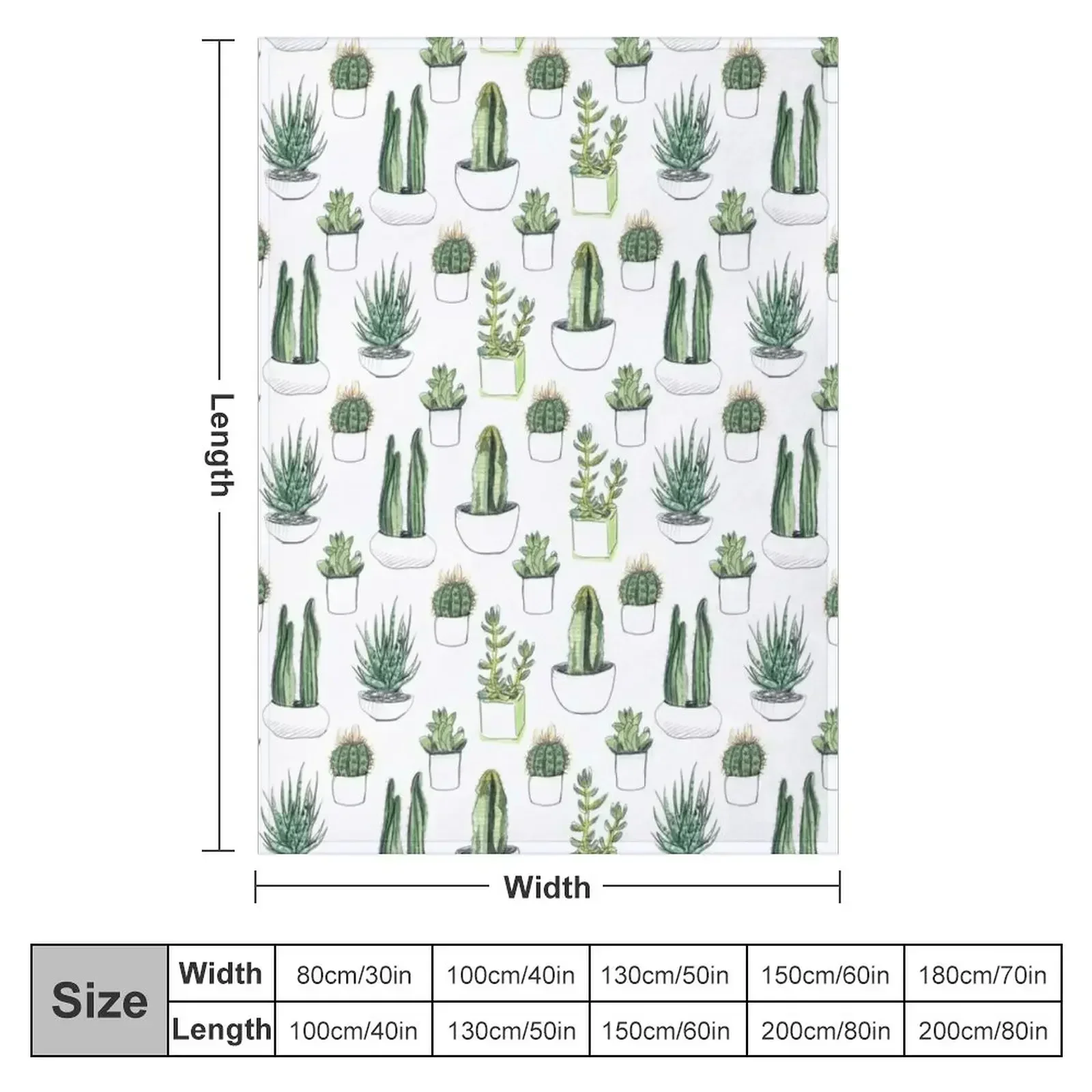 Watercolour cacti & succulents Throw Blanket couch cozy soft plush fuzzy picnic outdoor blanket