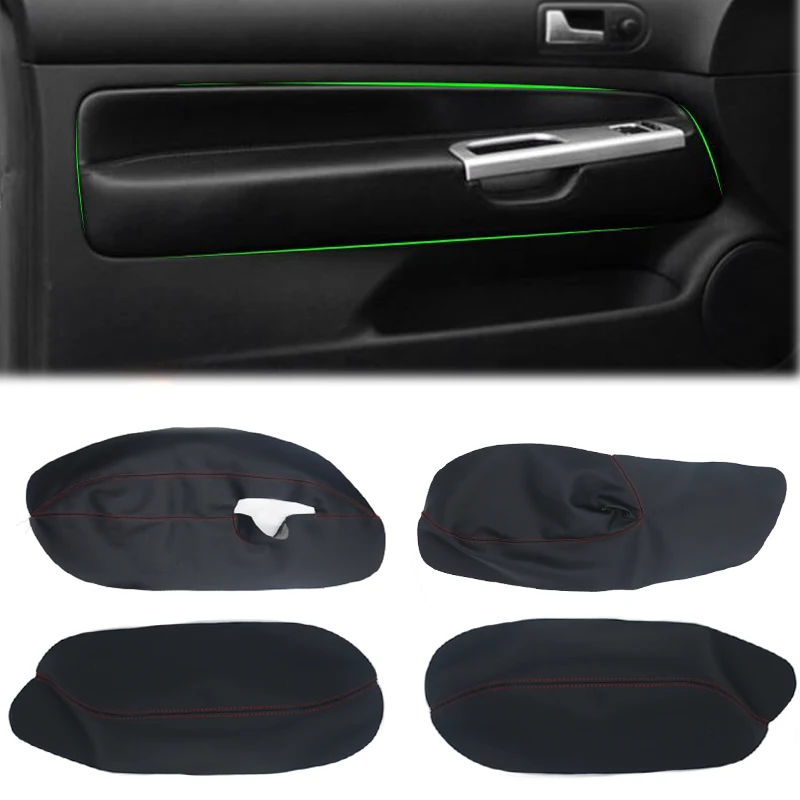 only 3 doors 4pcs Car Microfiber Leather Door Armrest Panel Cover Protective Skin Trim For VW Golf 4 MK4 Jetta 1998 - 2005