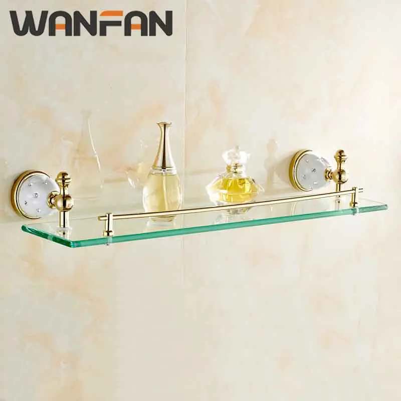 Tempered Glass Wall Shelf – Heavy-Duty Floating Shelf with Stainless Steel Brackets for Bathroom, Kitchen, and Living Room