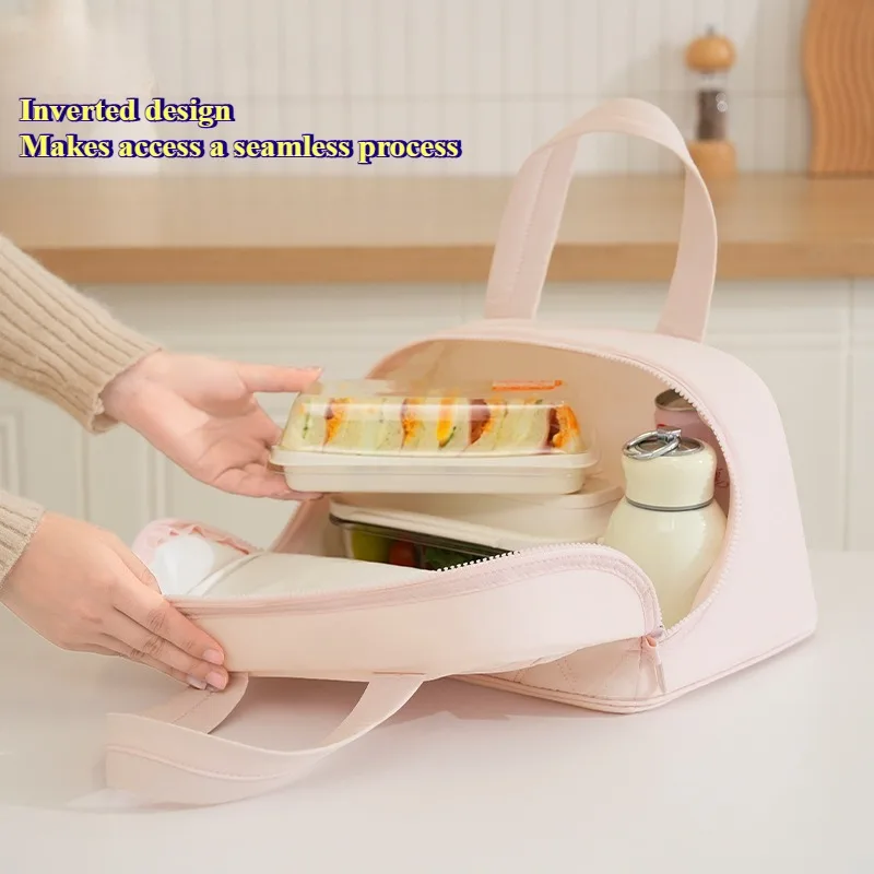 Große Isolierte Lunch-Tasche für Frauen PU-Leder Gesteppte Lunch-Tasche Auslaufsichere Thermische Kühltasche für Arbeit Picknick Reisen Niedliche Lunchbox – Detail 5