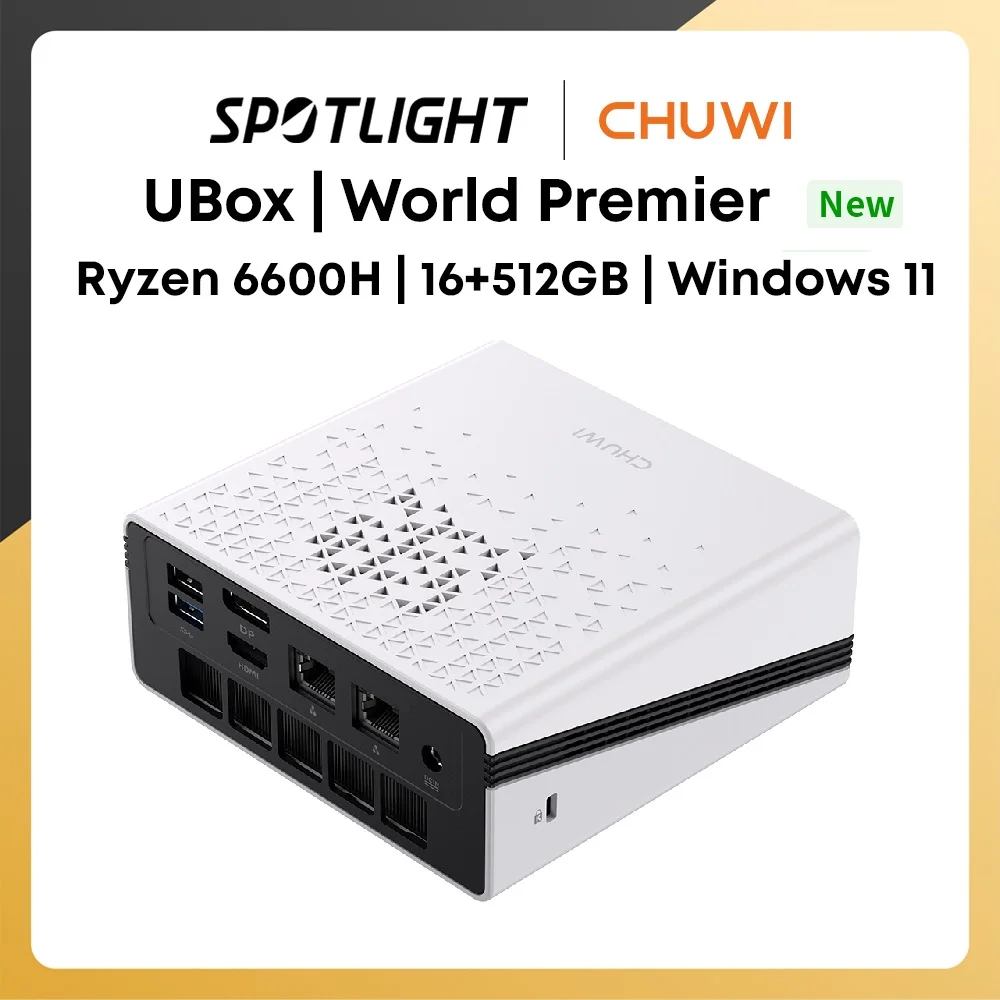 CHUWI UBox Mini PC Ryzen 6600H procesador 6 núcleos AMD CPU 16GB RAM 512GB SSD Windows 11 computadora de escritorio PC 4K decaporación WIFI 6 PC