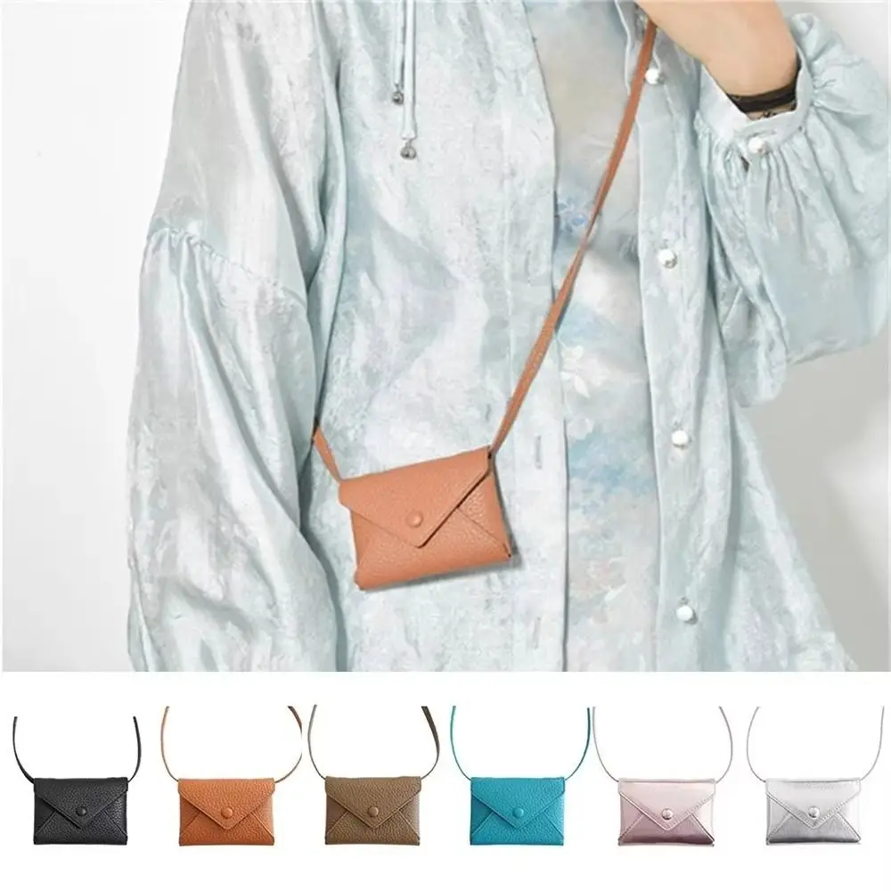 

Fashion PU Leather Mini Bag Necklace Multifunctional Solid Color Waist Packs 6 Colors Durable Coin Purse Storage