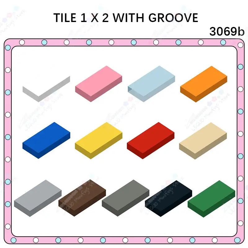 10PCS/LOT 3069b Tile 1 X 2 With Groove MOC Parts Building Blocks DIY Assemble Accessories Bricks Educational Toys For Kids Gifts