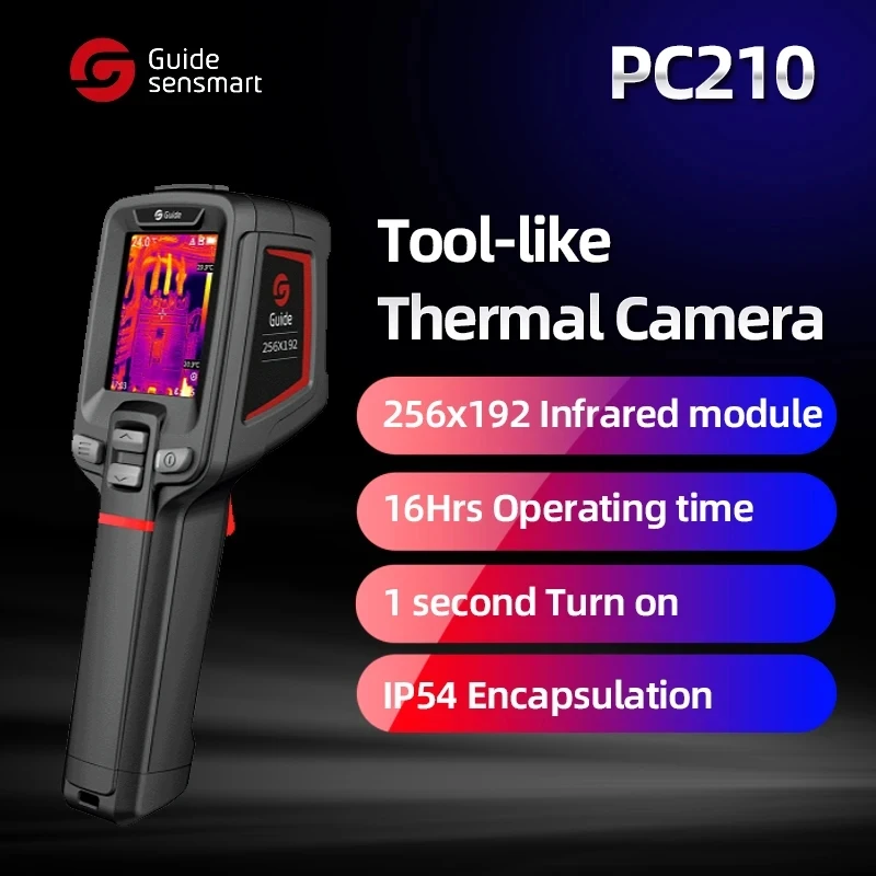 Guide PC210 Handheld Thermal Imager HD Infrared Camera 256X192 25Hz for Industrial Electrical Car Inspection PCB Circuit Repair