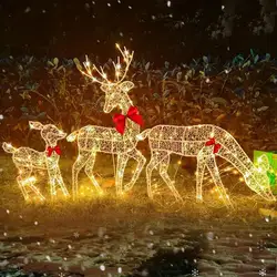 LED Light Iron Art Elk Deer Lighted Christmas Deer Glowing Glitter Reindeer Christmas Garden Decor Xmas Home Outdoor Yard Decor