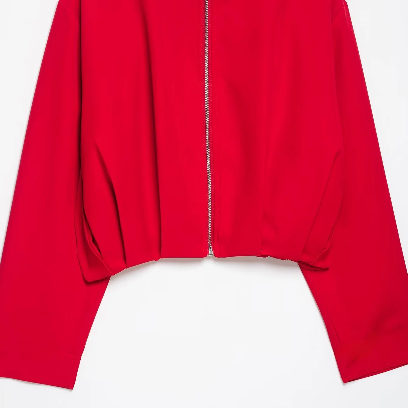 JNLEAOG Autumn New Women's Fashion Tri-color Long Sleeve Stand Collar Zipper Pilot Jacket Standard Fit Short Outerwear