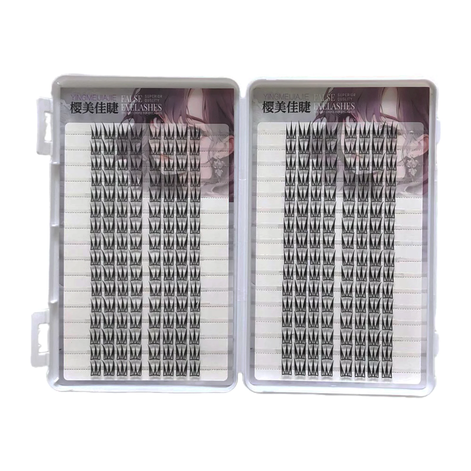 جديد دمية الرموش الصناعية على شكل حرف V الصليب رقيق الألياف الطبيعية مجعد الرموش الفردية مجموعات لاش تمديد رموش هزلية