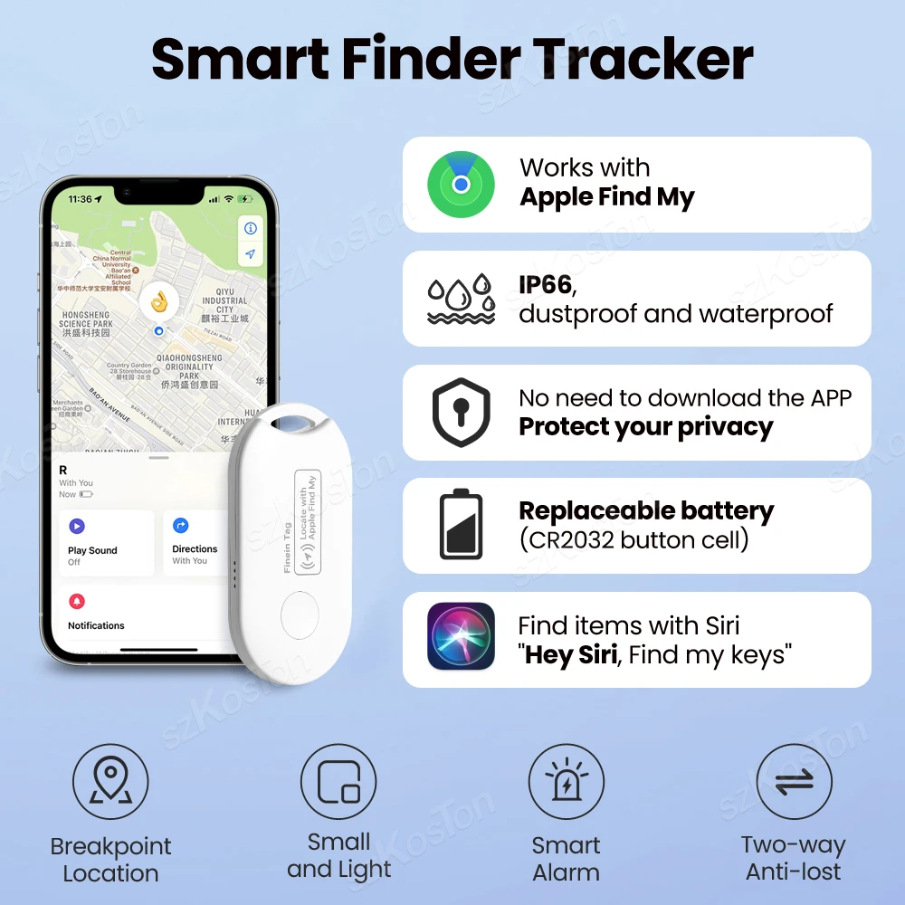 Rastreador compatível com Bluetooth Smart Home, Mini GPS Tracker com IOS, Find My for Keys, Carteira, Bolsas, Localizador de malas