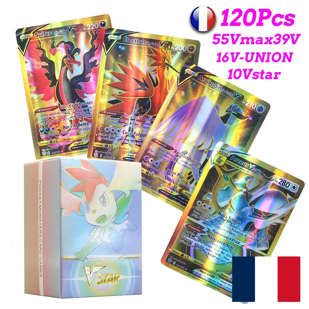 Französisch holo graphische Pokemon Karten scharlachrot violett neue vmax ex vstar gx v Brief Regenbogen Arceus glänzend Pikachu Charizard Kinder