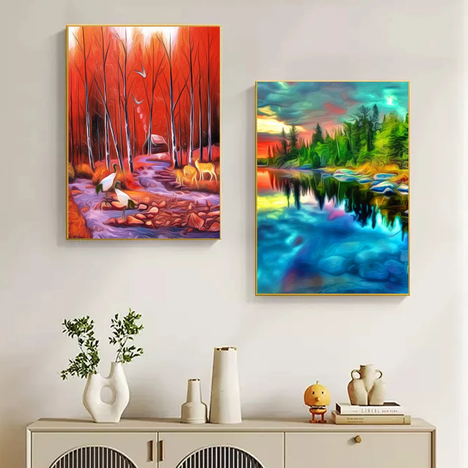 RUOPOTY Painting Paints By Numbers Forest Lake Scenery Handpainted Oil Original Gifts Watercolor Pictures By Numbers Home Decor