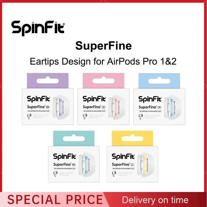 Spinfit SuperFine Patented Eartips Comfort Earbud Tips with Adapter Design for AirPods Pro Generation 1 & 2 (1 Pair)