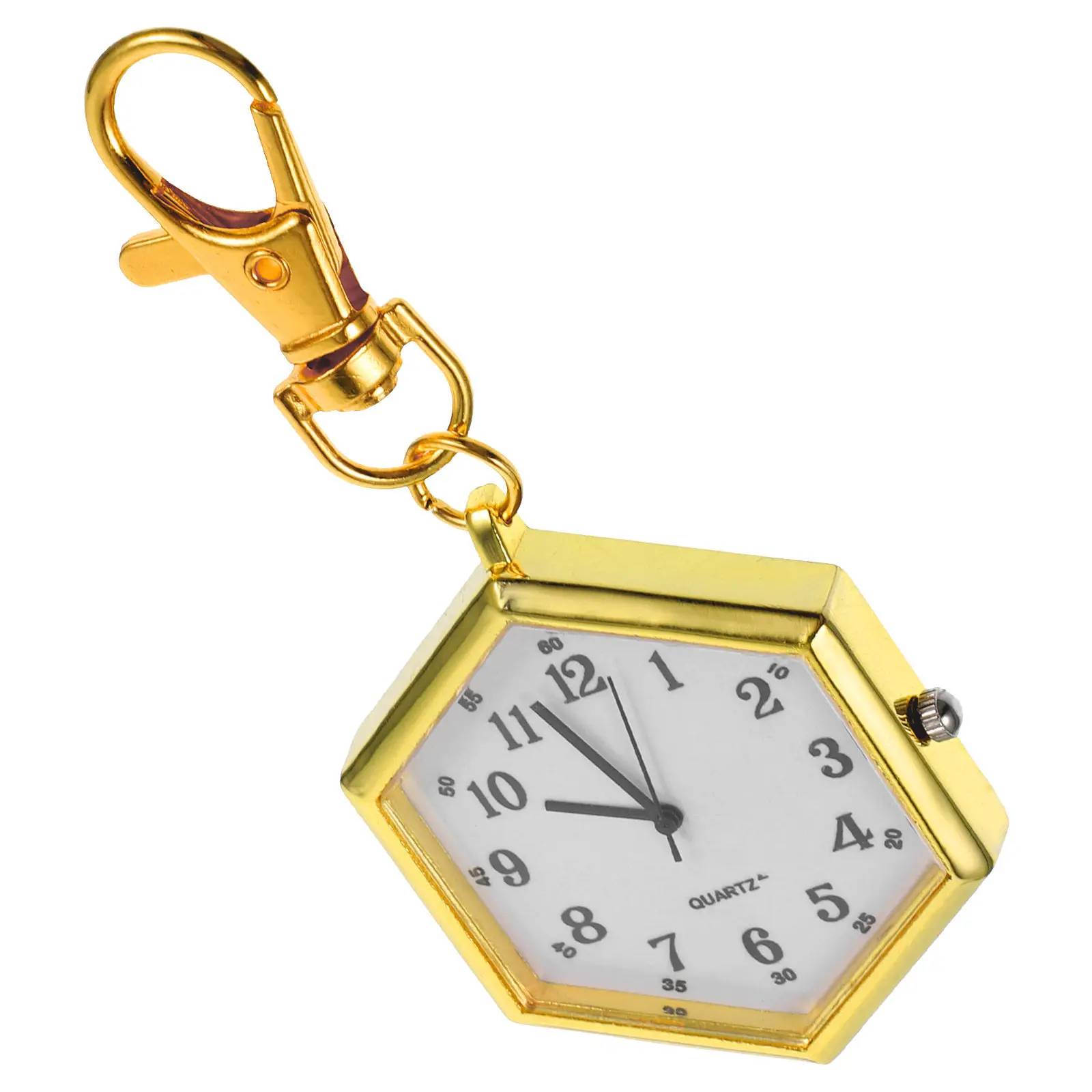 

Hexagonal Key Buckle Pocket Watch Creative Hanging Watch Retro Color Stylish Key Chain Pendant for Nurses Hanging Decor