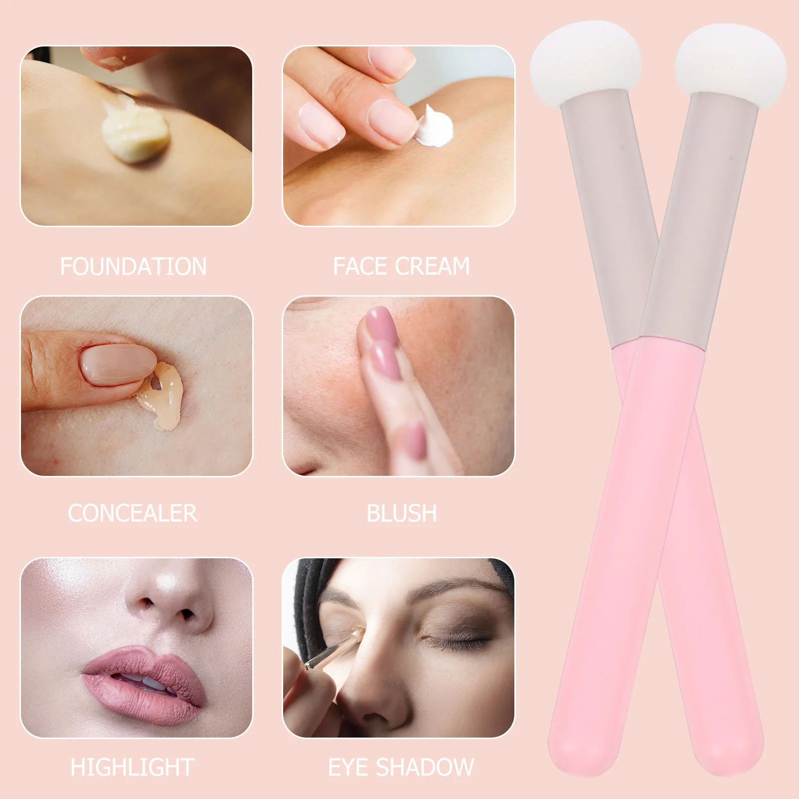 

4Pcs Concealer Brush Mushroom Head Makeup Sponges Compact Easily Hold Smooth Soft Applicator for Foundation Powder Blending