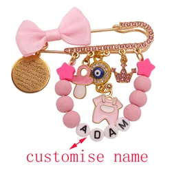 customize english name islam quran AYATUL KURSI Baby blue brooch Pin