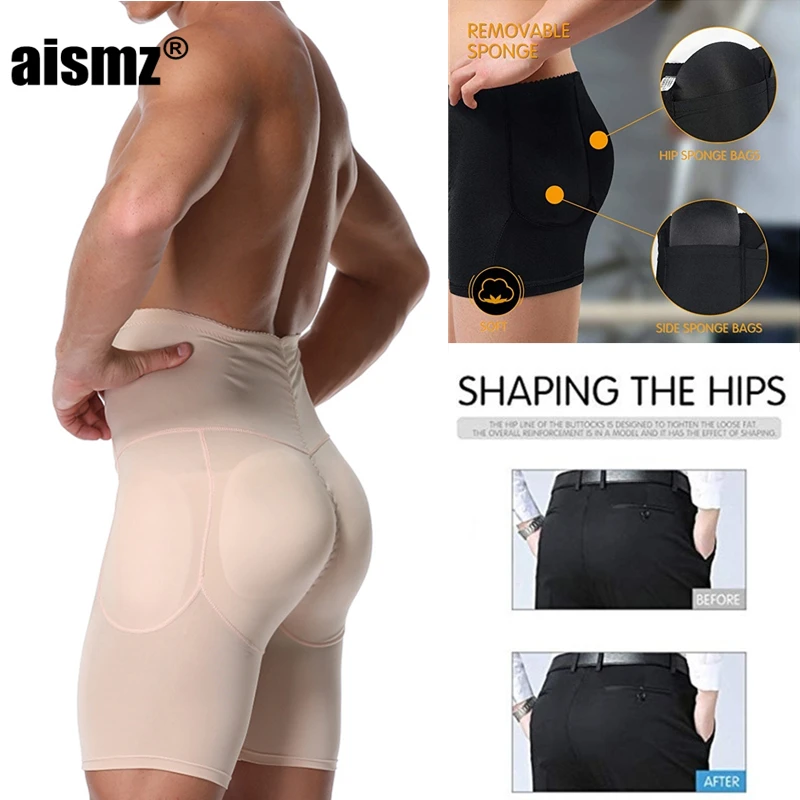 

Aismz Men Shaper Fake Ass Butt Lifter Panties Wasit Tummy Control Slimming Shapewear Hip Padded Body Plus Size Shorts Underwear