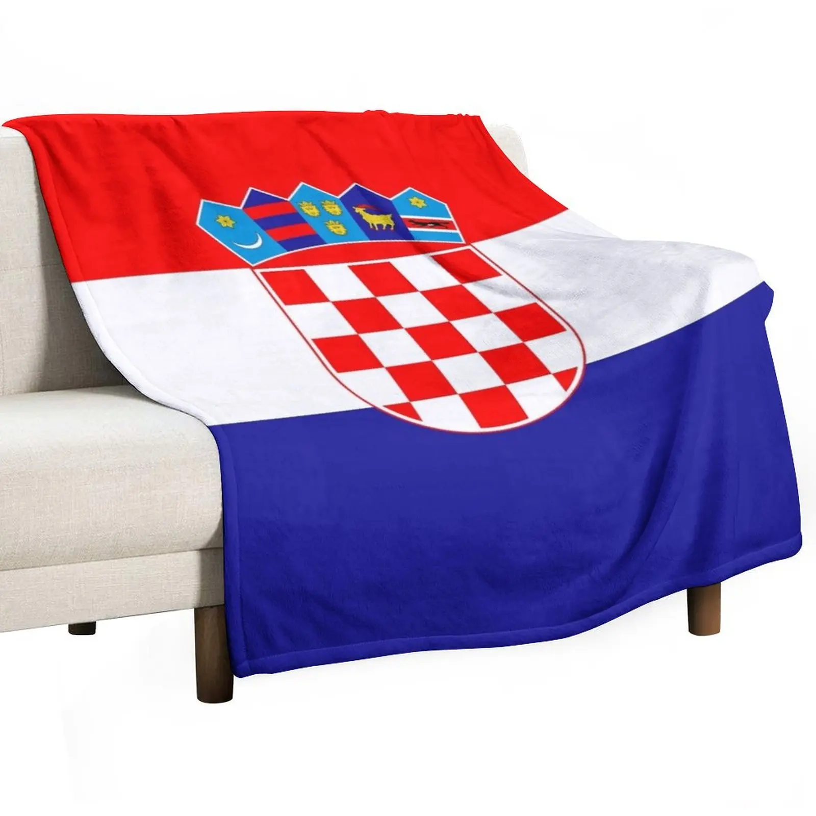 Republic of Croatia National Flag Throw Blanket blankets and throws Loose Hairys Designers Beach Blankets
