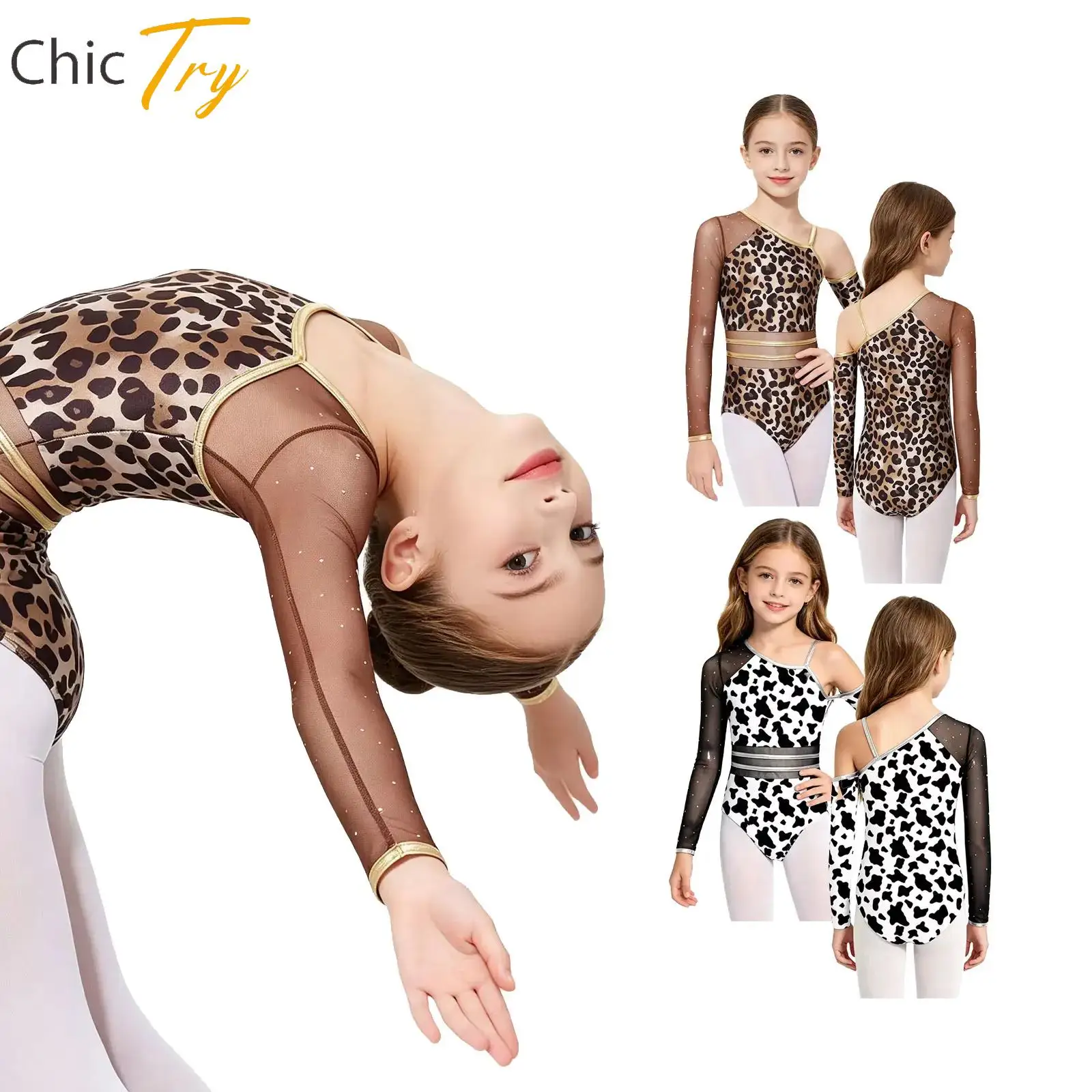 

Girls Leopard Latin Dance Leotard Caveman Performance Costume Cha Cha Samba Dance Practice Clothing Kids Ballet Dance Bodysuit