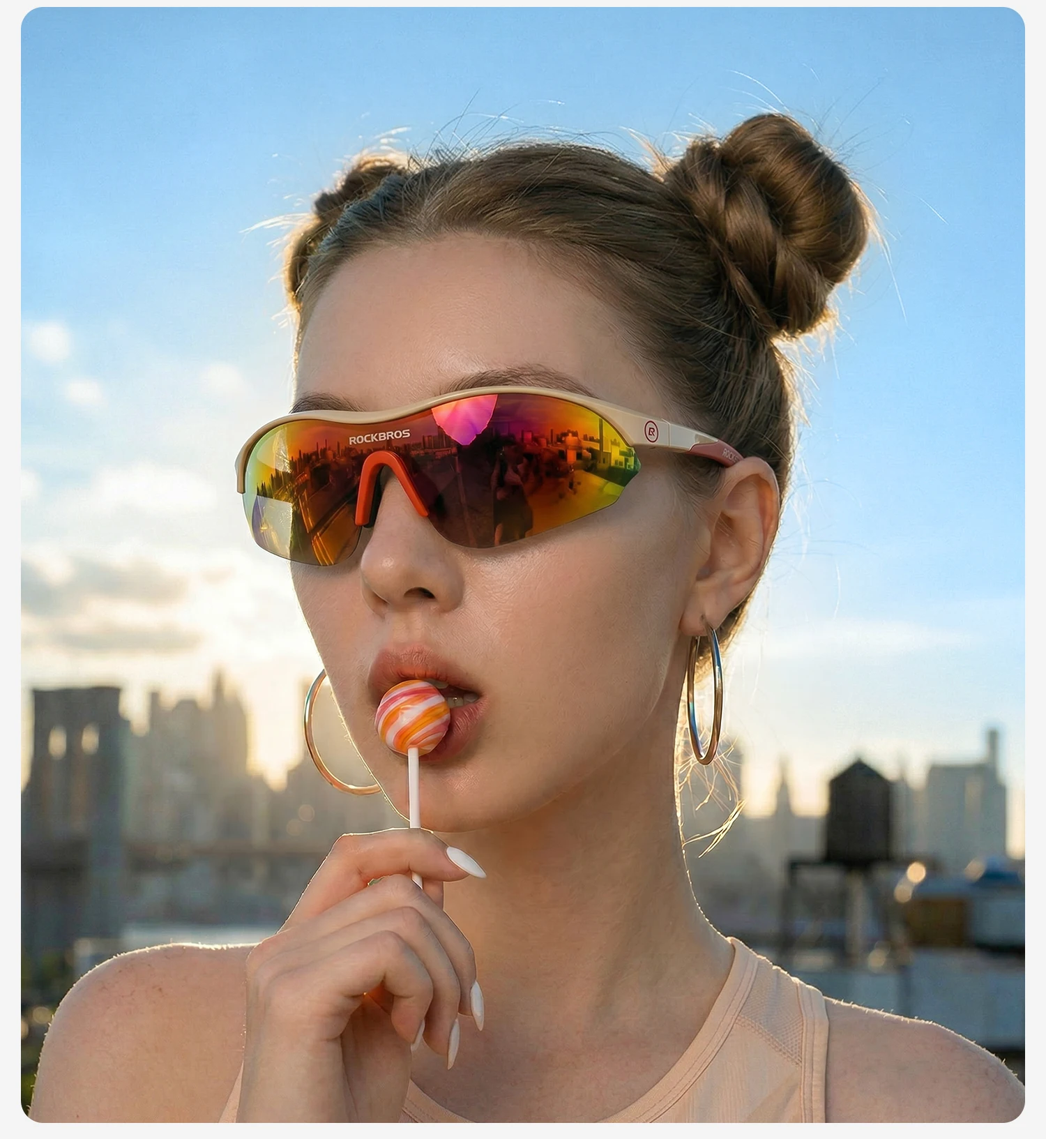 ROCKBROS Polarisierte Fahrradbrille mit 3 Gläsern, Sport-MTB-Rennradbrille, Sonnenbrille für Herren und Damen, UV400-Schutz, Anti-Sonnenbrille zum Laufen, Angeln, Fahrradbrille – Detail 17