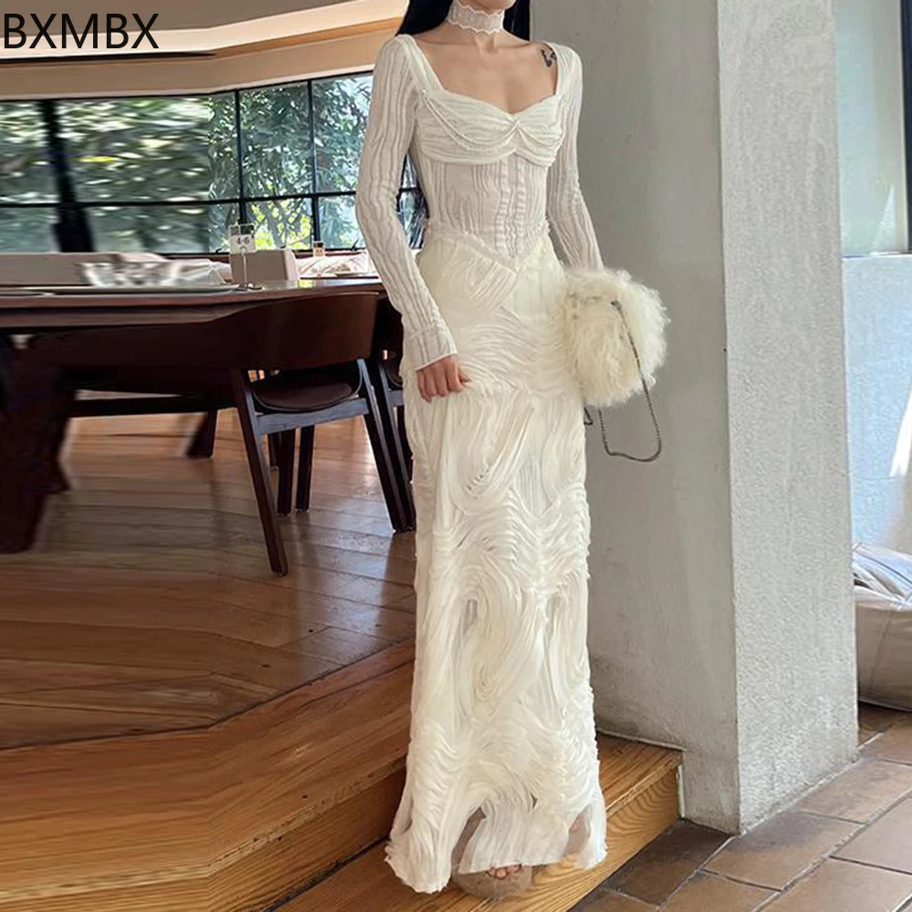 الفرنسية رومانسية الملمس الأبيض الربط تصميم سخية الرقبة محبوك فستان bodycon فستان فيستدو feminino #6