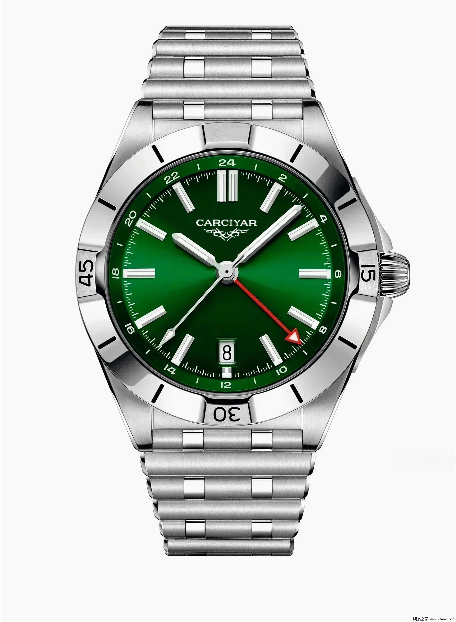 46MM Men's Mechanical Sports Watch with Full-Featured World Time, 904L Stainless Steel