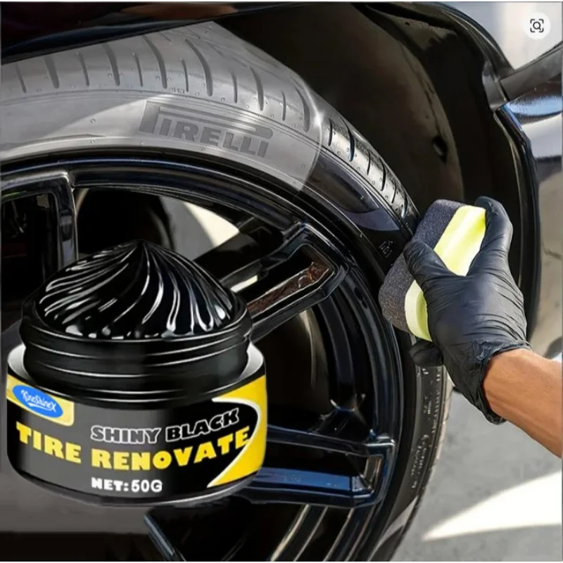 Black Shiny Tire wax - durable, long-lasting protection and repair for all kinds of tires - prevents cracks and whitens