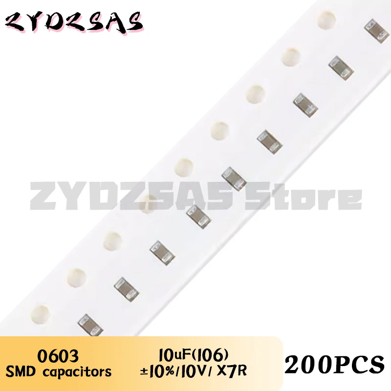 

Конденсатор 0603 SMD 106K(10 мкФ), точность 10 В ± 10% (200 шт.)