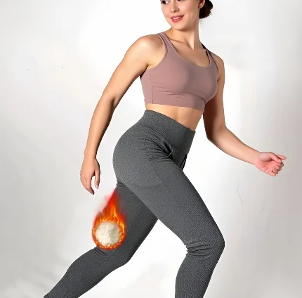 Mallas con forro de felpa para mujer, pantalones térmicos gruesos y cálidos para invierno, mallas elásticas de cintura alta para evitar el frío y el calor