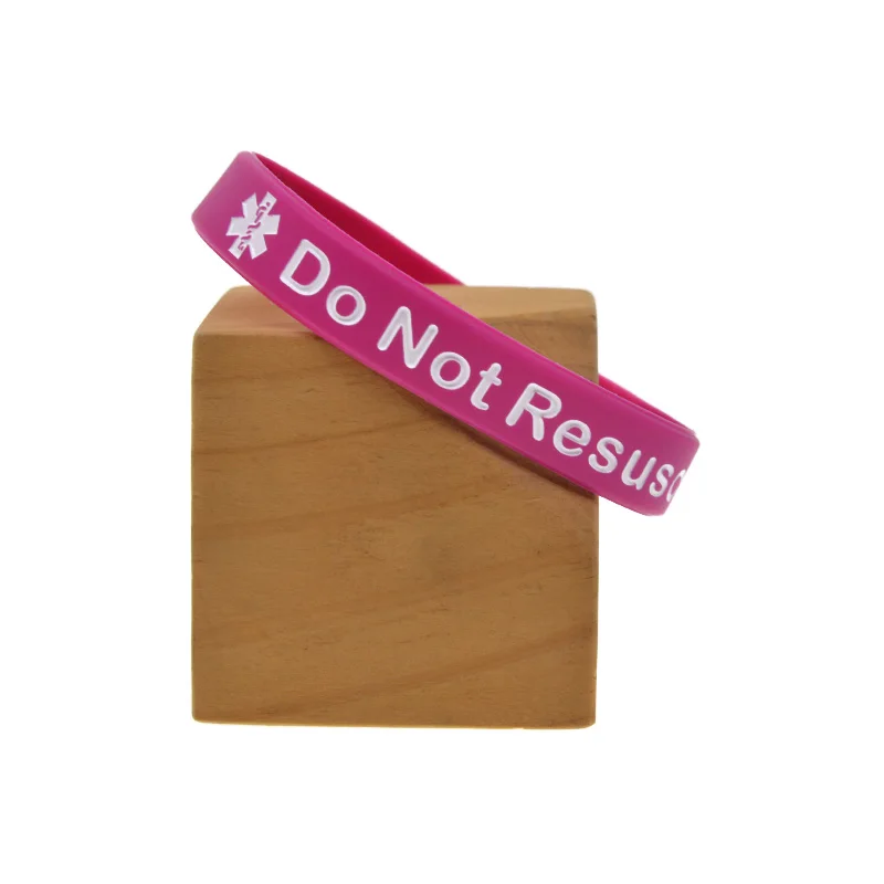 50 Stück im Etui, Notfall-Medizinisches Patienten-ID-Armband, „Nicht Wiederbeleben“-Silikonarmband, Unisex-Handgelenksband, 6 Farben – Detail 3