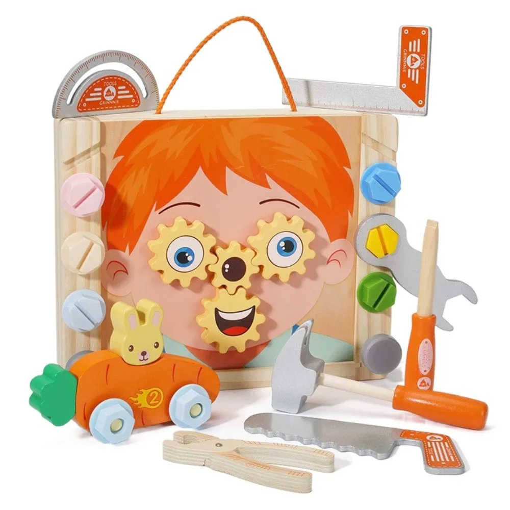 

Wood Kids Wooden Tool Box Toy Toolbox Montessori Puzzle Disassembly Set DIY Assembly Simulation Repair Tool Home Decoration