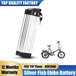 E-bike lithium battery 48Volt Electric Folding Bicycle Batteries 48v 20ah Silver Fish Case With BMS 54.6V 3A charger