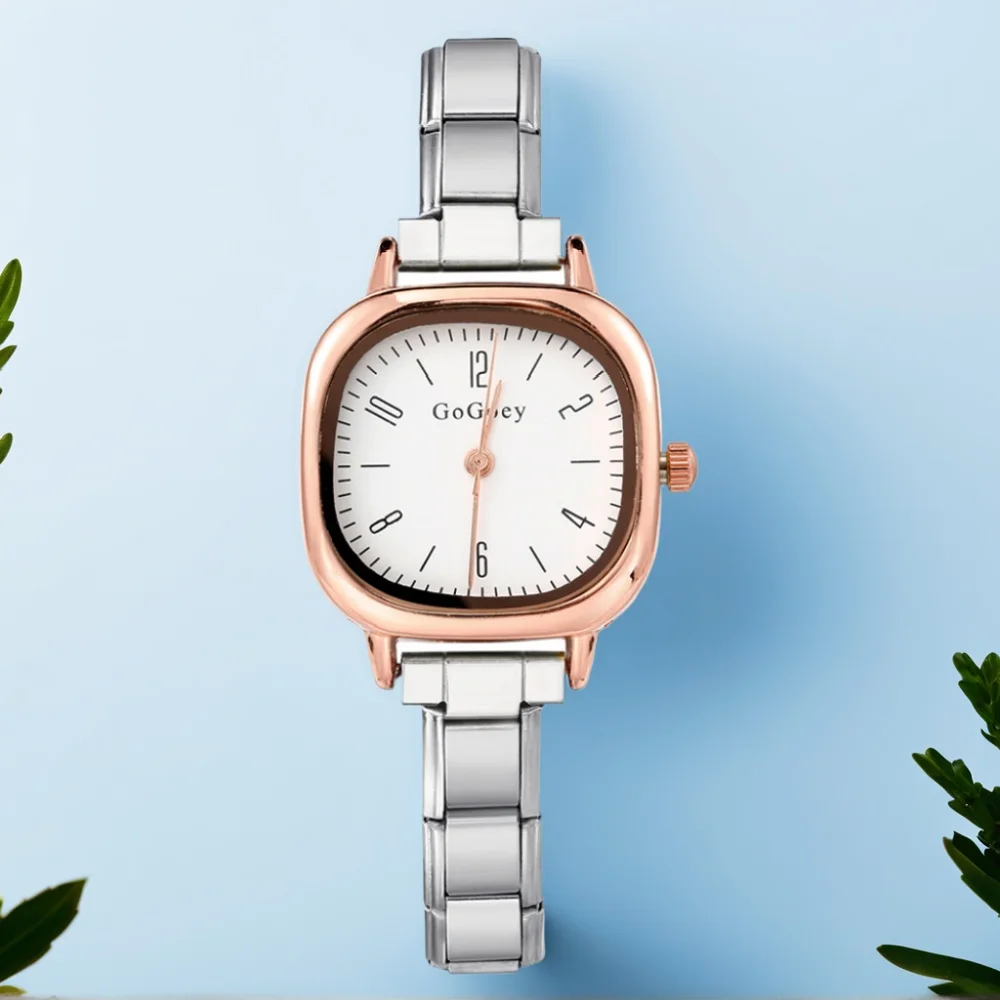 Roestvrij stalen band breedte 9 mm dames heren vierkante vorm quartz horloge mode creativiteit handketting polshorloge verjaardagsfeestje cadeau