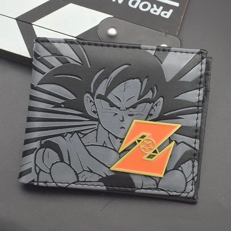 Anime Dragon Ball Z Son Goku Metallbeschriftung Kurze Brieftasche Pu-Leder Zweifache Brieftasche Schutzhülle Kapazität Aufbewahrungskartentasche