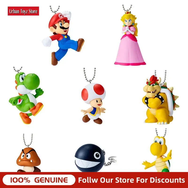 Bandai Super Mario Gashapon Blind Bag Keychain Mini Figure Pendant Peach Yoshi Toad Bowser Bag Phone Decoration Collectible Fans view 3